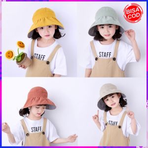 TOPI PANTAI LEBAR ANAK CEWEK KOREA KARAKER KARTUN FASHION PEREMPUAN USIA 2-8 TAHUN KIDS KOREA HAT IMPORT W11