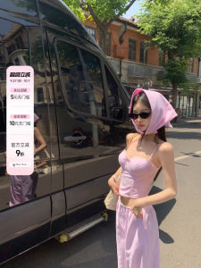 Riseaauu Pink Sleeveless Open Cardigan Skirt Pants Womens Summer Five-Piece Set Casual Style Long Sleeve Womens Fashion Set