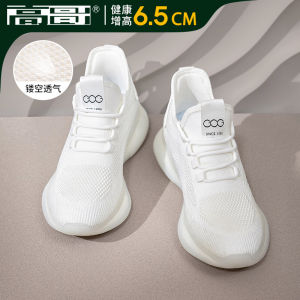 High Rise Sports Shoes Thick Bottom Casual Sneakers Lightweight Fly Knit Coconut Shoes Men Autumn Winter Low Top Lace up