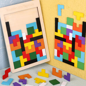 Bafada Kids Wooden Tetris Blocks Building Blocks Toys Jigsaw Puzzle Board Childrens Early Education Kindergarten Intelligence Toys For Kids Gift