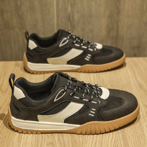 Mens Casual Sport Shoes 2025 Autumn Winter Versatile Black T-Head De Xin Trendy Shoes Comfortable Breathable Leather