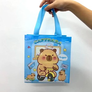(READY STOCK) Capybara Waterproof Hand Carry Paper Bag Large Capacity Reinforced Handle 卡皮巴拉防水手提环保袋大容量加固 Beg Capybara