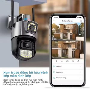 Camera CCTV Không Dây 12MP Với Tính Năng Tự Động Theo Dõi Camera Giám Sát IP 3 Ống Kính Wi-Fi Zoom 8X Cho Nhà Thông Minh An Ninh Trong Nhà Và Ngoài Trời