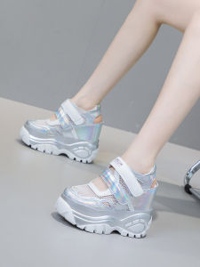 King of Earthquake Casual Style Womens Shoes with Increased Inner Heel Wedge Mesh Roman Style Muffin Heel Low Ankle Microfiber Leather Lining Daily Wear