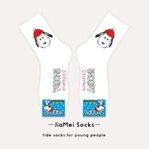 Snoopy Coral Fleece Thickened Winter Socks Womens Home Floor Sleep Towel Long Socks Cartoon Moon Phase Non-Slip Mid-Calf Socks