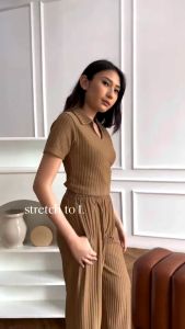BIG SALE Rib Knit Luna Set Crop Top And Premium Rib Knit Pants | Setelan Wanita Murah Berkualitas