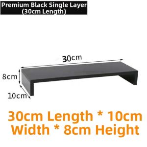 Yisheng | Premium Black Single Layer Laptop Stand 30cm Length 10cm Width 8cm Height Computer Monitor Elevator Desk Organizer for Home Office Ergonomic Workspace