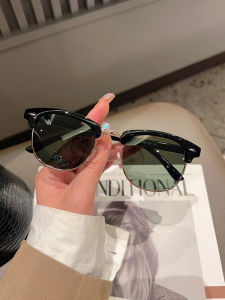 แว่นกันแดดโพลาไรซ์ครึ่งกรอบย้อนยุคมีสไตล์สําหรับผู้ชายผู้หญิงป้องกันรังสียูวีกรอบวงรีกระจกเลนส์แว่นกันแดดแฟชั่น