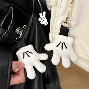 2ชิ้นถุงมือปาล์มมิกกี้เมาส์พวงกุญแจการ์ตูนตุ๊กตาผ้ากำมะหยี่กระเป๋าโลหะจี้ประดับของขวัญของเพื่อนคู่รัก