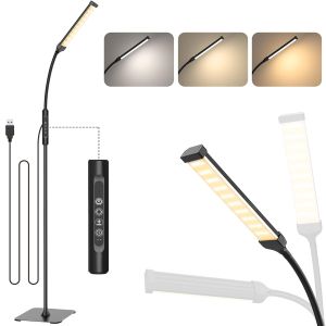 LED Floor Lamp With Touch Control USB 5V Black Gooseneck Reading Lamp 120Leds Indoor Living Room Bedside Lamp Parking Light
