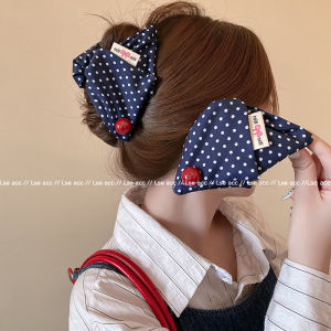 Korean Style Versatile Dark Blue Polka Dot Shell Triangle Hair Claw Women Simple Retro Hair Accessories for the Back of the Head Shark Clip Hair Clip
