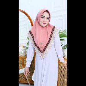 Jilbab Instan Pad Jersey Renda Nada Picot Terbaru 2024 Dewasa
