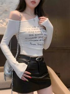 เสื้อยืดคอกลมแขนยาวทรงสลิมฟิตสำหรับผู้หญิง 2025 เสื้อเชิ้ตสไตล์เกาหลี ลำลอง สปอร์ต ใส่ได้ทุกฤดูกาล เส้นใยโพลีเอสเตอร์