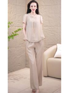 MAIMEI | ชุดสองชิ้นผ้าลินินไหมผสมไหมน้ำแข็งสุดหรูสำหรับฤดูร้อน เสื้อผ้าผู้หญิงสไตล์ยูนิเซ็กซ์ คอลเลกชั่นฤดูร้อน 2025 แบรนด์ Maimi