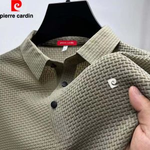 Áo Thun Polo Pierre Cardin Nam Tay Ngắn Mùa Hè 2023 Chất Liệu Lụa Băng Cao Cấp Cổ Polo Dệt Kim Thời Trang Công Sở Thường Ngày