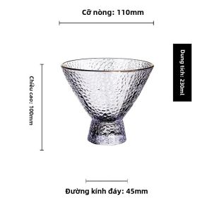 Bát Đựng Salad Thủy Tinh Kiểu Nhật Bản Có Chân Cao Bát Đựng Kem Hình Nồi Súp Viền Vàng Đơn Giản Cá Nhân Bát Đựng Tráng Miệng