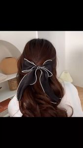 F4 Jepit Rambut Pita Hazy Lis Impor Bahan Sifon Mutiara Jepit Otomatis Korea Bowknot Hairclip HCO008