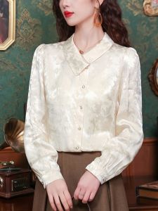 New Chinese Style Long Sleeve Embroidered Shirt Top Womens Autumn Style 2025 New Autumn Winter Elegance Small Shirt