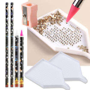 Nail Art Pick Rhinestone Tools Kit Wax Dotting PenSharpenerTray Multi-use for Nail Rhinestone Decoration for Beginner
