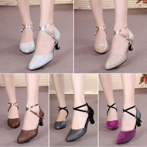 Dancing Shoes Womens Latin Dance Shoes Gold Heel Shoes for Square Dance Low Heel Friendship Modern Dancing Shoes Dancing Shoes Gold New Arrival