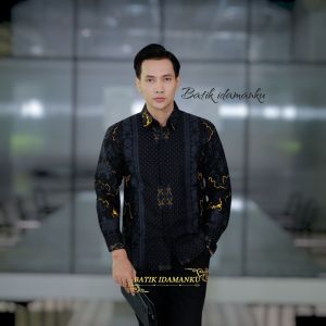 SILIWANGI kemeja batik pria slimfit lengan panjang/baju batik pria berlapis furing formal kasual kerja kondangana