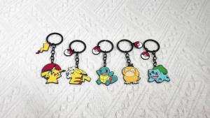 Bandai | Pokémon Anime Figure Pikachu Keychain Classic Cute Squirtle Psyduck Keyrings For Friends Pendamt Accessories Gifts