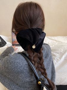 Velvet Folded Square Scarf Hair Ties Womens New 2025 Hair Bands Low Bun Elastic Hair Bands Hair Accessories French Style