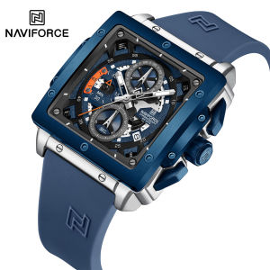NAVIFORCE Mens Casual Square Quartz Watch Silicone Strap Military Chronograph Man Waterproof Watch Luxury Brand Montre Homme