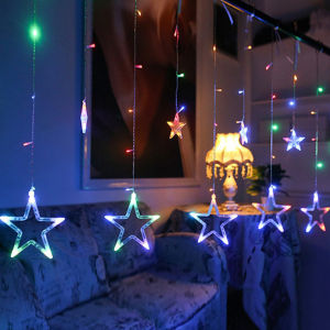 3.5M Star Curtain LED String Light 138 LEDs ไฟวันเกิดตกแต่งสำหรับห้องนอนหน้าต่างกลางแจ้งปาร์ตี้วันหยุดแสง