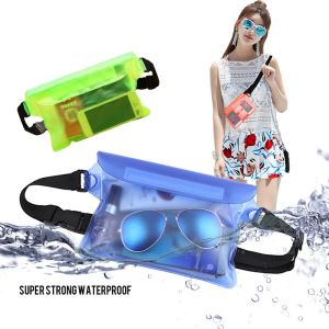 Waterproof Belt Bag Waterproof Phone Bag Waist Bag Drifting Diving Waist Pack Pouch Underwater Swimming Dry Bag Cover (Black/White/Blue/Red)