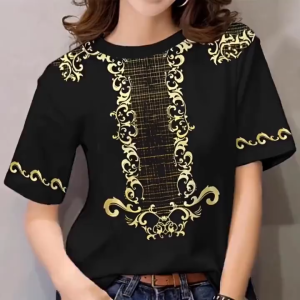 Modern Asean Attire Barong Tagalog T-Shirt For Women Round Neck Short Sleeve Tees Vintage Ethnic Wear Bohemian Style Tops Casual Plus Size Womens T-shirt