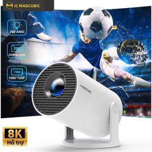 Máy Chiếu Magcubic HY300 PRO 8K Android 14 Độ Sáng 290ANSI Độ Phân Giải 1080P Rạp Chiếu Phim Gia Đình Sử Dụng Ngoài Trời Bluetooth 5.4 Wifi 6 Kép Đèn LED Máy Chiếu Di Động