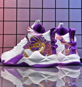 Mens Basketball Sports Shoes Leather Upper Running Shoes High School Students Professional Athletic Sneakers Breathable Mesh