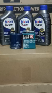 Change Oil Bundle For Mirage G4 Mobil Super Friction Fighter Synthetic Engine Oil SAE 10W-40 3L + Vic C-415 Oil Filter