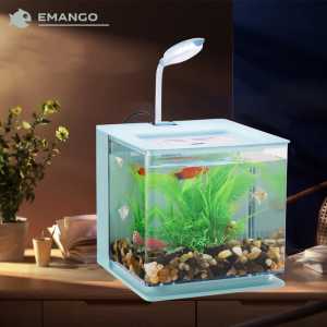 Emango Mini Colorful Rear Filter Cylinder Landscaping Back Filter Small Ecological Fish Tank Fish Tank Glass Aquarium Office Home Desktop