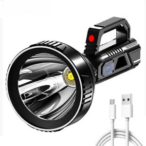 High Power Portable Led Flashlight Outdoor Searchlight Spotlights Solar Rechargeable Torch ABS Built-in Battery Emergency Light