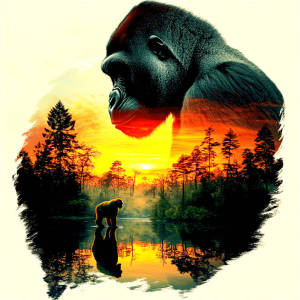Huacan 5D DIY Diamond Painting Gorilla Animal Rhinestones Mosaic Painting Sunset Landscape Art Home Decor