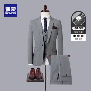 Romon Suit Suit Men Spring and Autumn New Arrival Business Casual Bridegroom Wedding Tuxedo Three-Piece Suit Business Suit