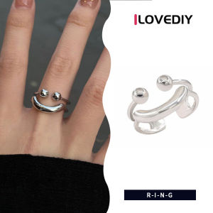 [ILOVEDIY] Ins Niche Design Smile Metal Ring High-End All-Match Index Finger Ring Fashionable Personality Cool Style Ring
