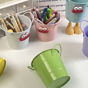 Ống cắm bút Xô đựng bút biểu cảm tặng sticker 3D trang trí LILA OBLOEMOI18