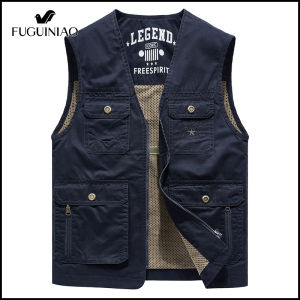 FUGUINIAO Mens Casual Outdoor Multi-Pocket Oversized Vest