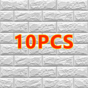 【Clearance Sale】10Pcs 70x77cm 3D Foam Wall Stickers Home Decor Self-adhesive Waterproof Wallpaper DIY Wall Bricks Living Room Decoration