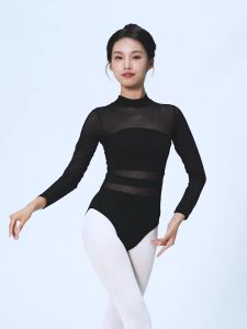 Áo Tập Múa Ba Lê Dài Tay Cho Nữ Đồ Tập Thể Dục Yoga Trên Không Đồ Bơi Liền Thân Chất Liệu Nylon Co Giãn Kiểu Dáng Phối Màu Trang Phục Khiêu Vũ Dành Cho Người Lớn