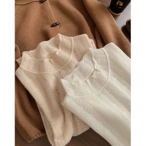 Áo Sơ Mi Ren Dài Tay Cổ Cao Bằng Vải Elegante Phong Cách Công Sở Mùa Xuân Thường Ngày Rộng Rãi Cho Nữ