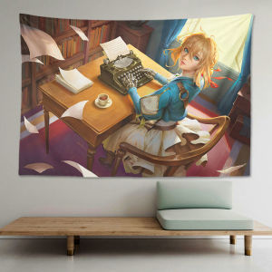 VIKAMA Violet Evergarden Letter Mouth Wall Tapestry Anime Girl Cute Red Ribbon Home Decor Unique Gift Soft Durable Cozy Washable