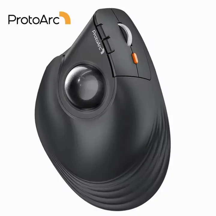 ProtoArc EM05NLWireless Trackball Mouse Rechargeable Bluetooth Ergonomic Vertical Rollerball Mouse for Computer iPad Mac Windows