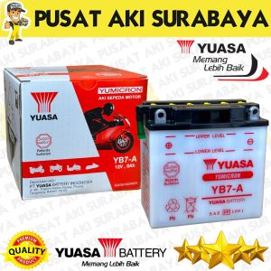 AKI ORIGINAL TERBAIK YUASA YB7A YUMICRON YB7-A YB7 A 8AH ACCU MOTOR HONDA CM 250 CT 200 CC MTX9 PUSAT AKI SURABAYA