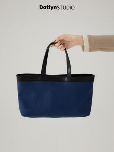 Dotlyn2025 Original Design Retro Contrast Color Handheld Tote Bag Daily Commuting Canvas Vegetable Basket Womens Bag