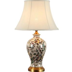 Chinese Ceramic Biedermeier Painted Bronze Table Lamp American Style Bedroom Decorative Lampshade Soft Light Bedroom Lamp