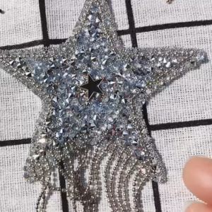 8*15cm Stiker Dekorasi Pakaian Stiker Kain Berlian Bintang dan Rumbai Untuk DIY dan Tambal Kreatif